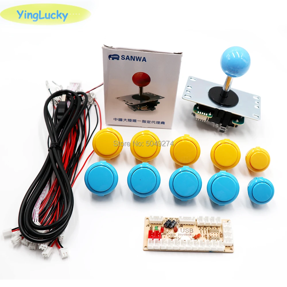 Sanwa Джойстик 8YT, OBSF 24 мм, Комплект Аркады своими руками, аркадный джойстик DIY Kit, USB кодировщик для ПК, для Аркады MAME& Raspberry Pi 3B