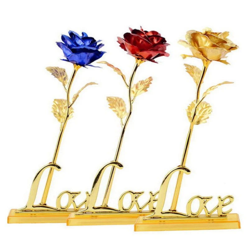 

Drop Shipping Valentine's Day Creative Gift 24K Foil Plated Rose Gold Rose Lasts Forever Love Wedding Decor Lover Lighting Rose*