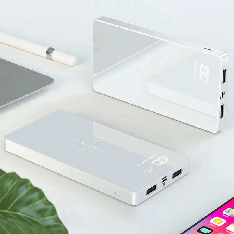 Зеркальное зарядное устройство 20000 мАч QI Беспроводное двойной USB внешний