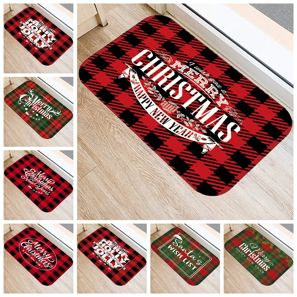 

Fashion Christmas Print Doormat Xmas Kitchen Bathroom Anti-Slip Floor Mat Carpet Foot Pad Merry Christmas Mat Outdoor Carpet L*5