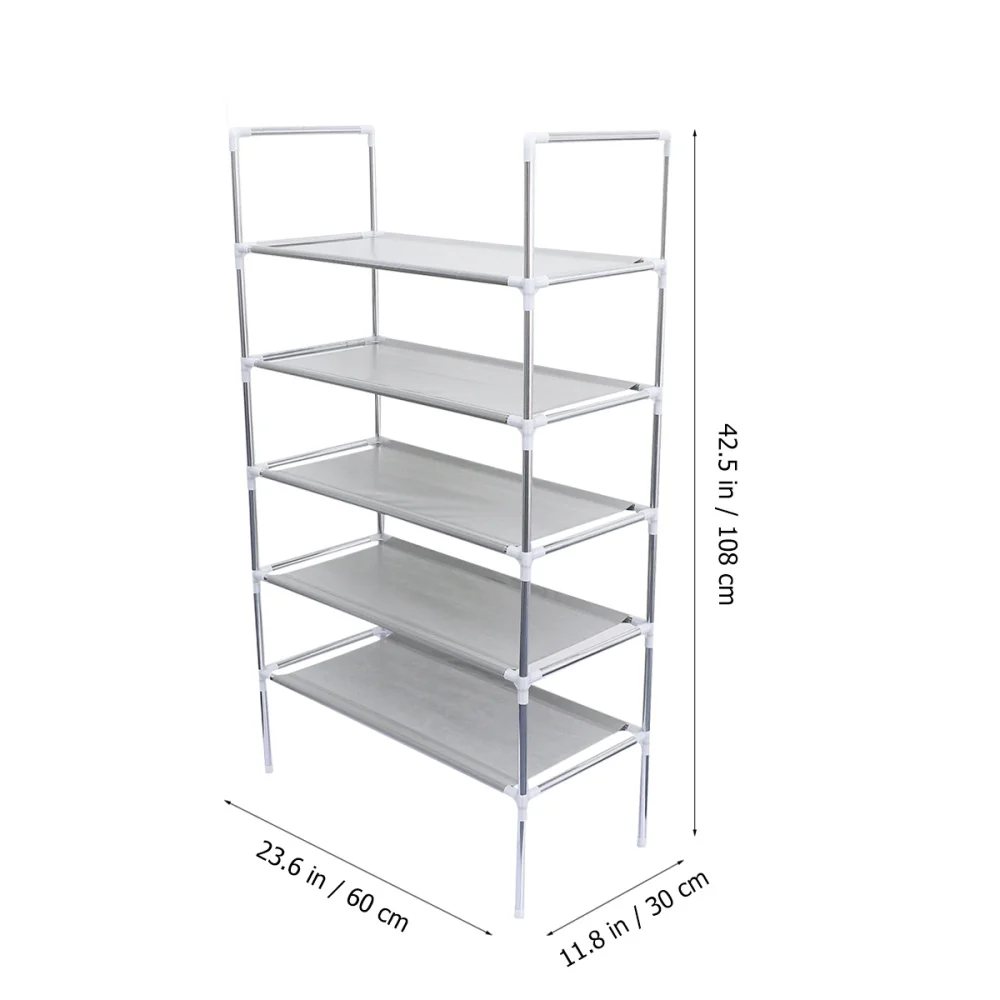 

Household Shoe Cabinet Iron Shoe Rack Metal Multilayer Shoe Shelf Home Organizer Rack ( Six-tier Shoe Shelf with a Handle)
