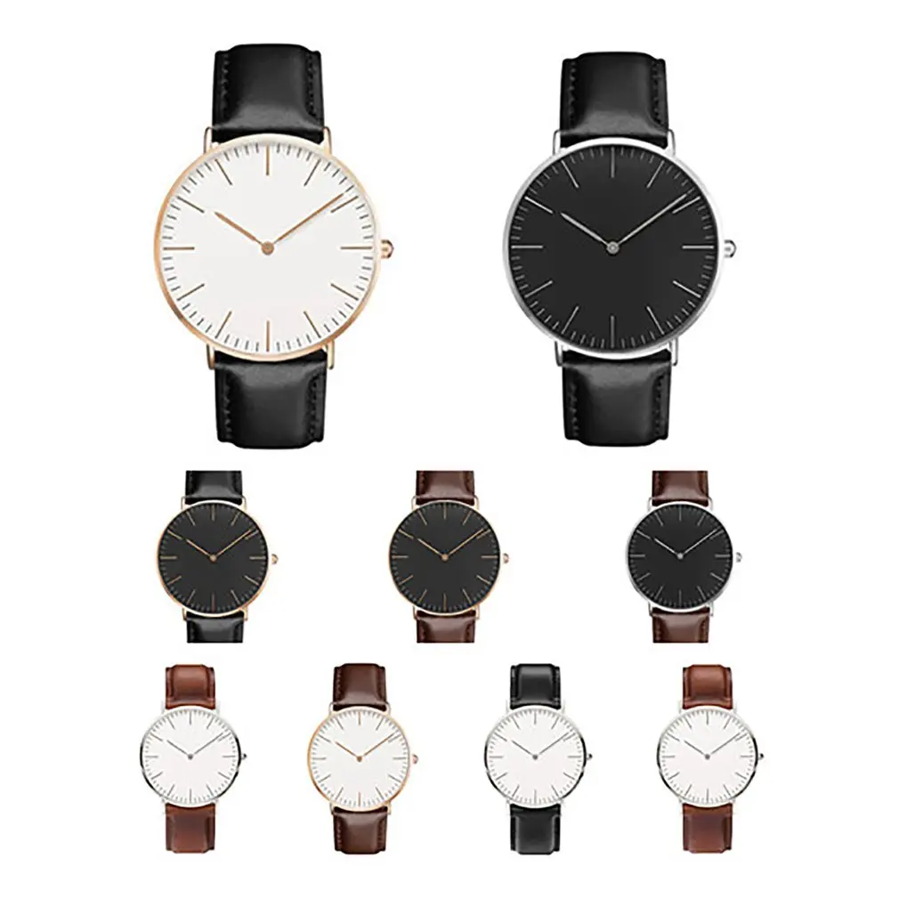 Простые Модные часы люксовый бренд кварцевые модные кожаные ремни спортивные