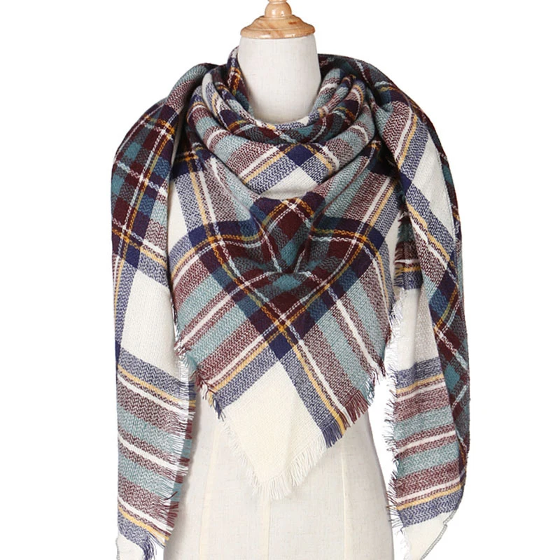 2019 Новый женский треугольный зимний шарф клетчатый теплый кашемировый женские