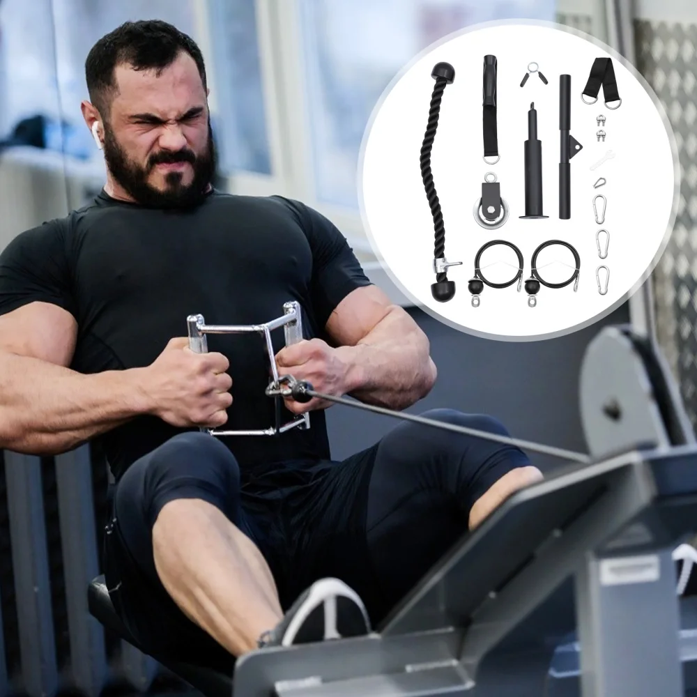 

1 set of Tricep Trainer Pulley Cable System Arm Strength Training Exerciser