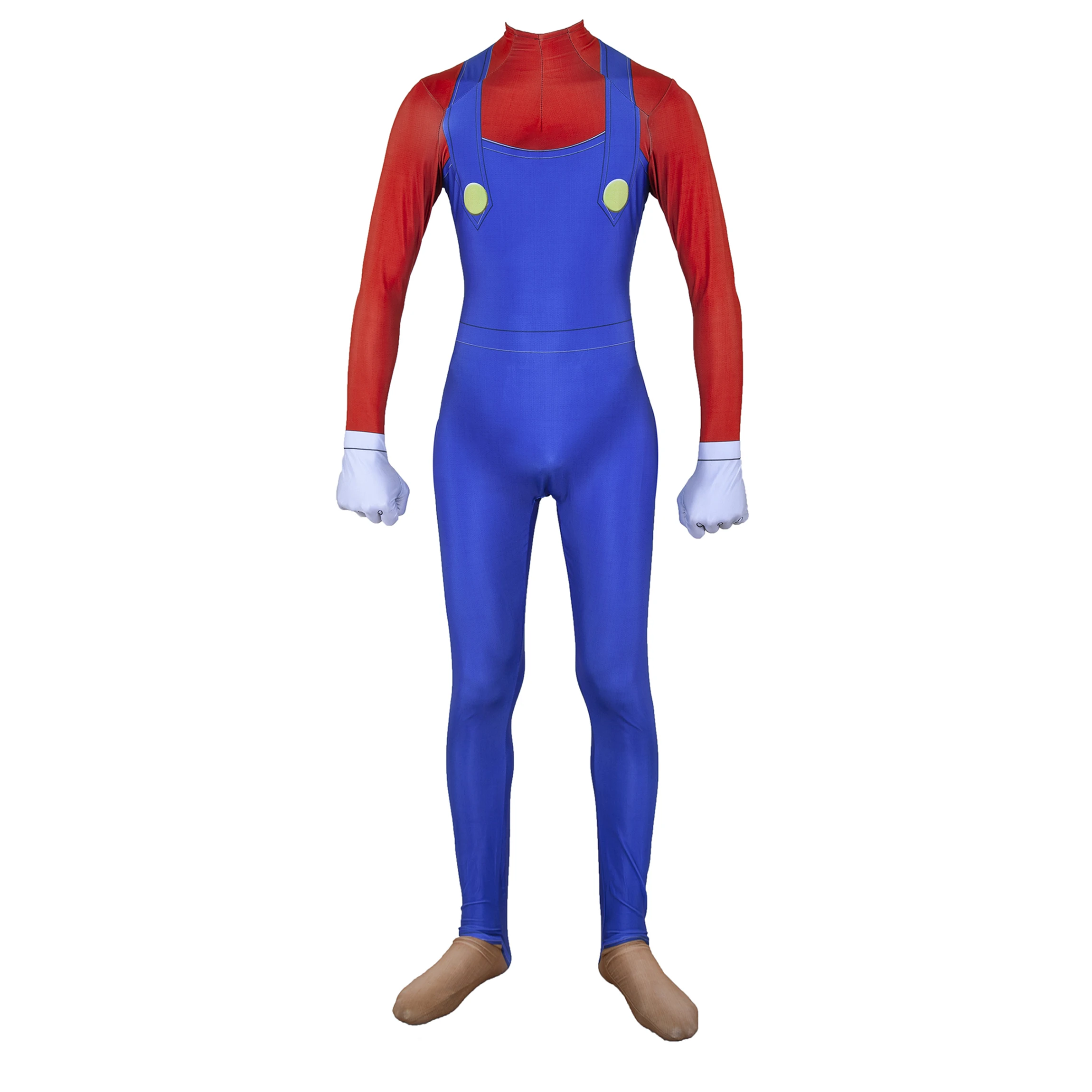 

Unisex Lycra Spandex Zentai Halloween Mario Cosplay Costumes Adult/Kids 3D Style