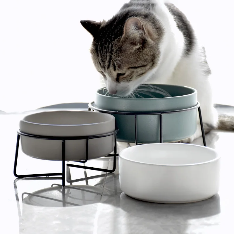

Керамика миска для домашних животных кошек Кормление щенка поставляет двойной миски для домашних животных собак Еда поилка для собак, аксе...