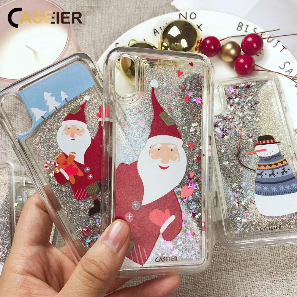 Чехол IER чехол для телефона с рождественским рисунком iPhone 11 Pro Max Liquid Quicksand s 7 8 6 6S Plus