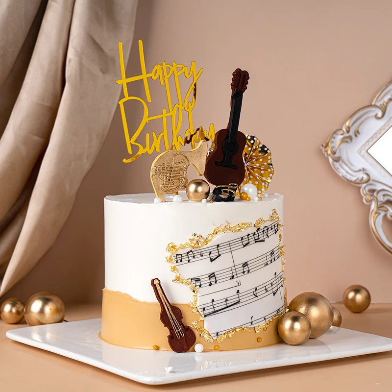 Топпер для торта скрипка музыкальный инструмент музыкальные ноты шоколадная