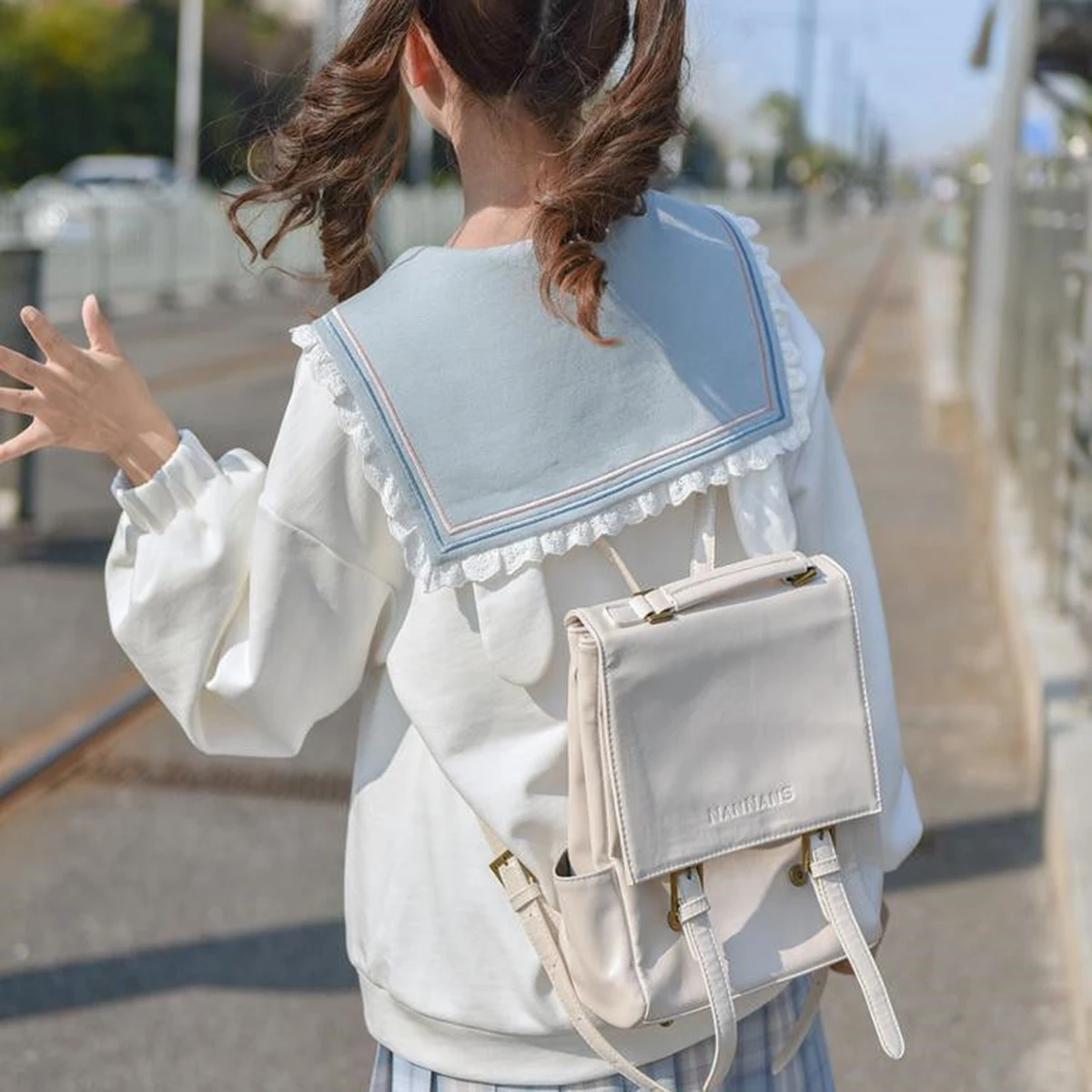 

Kawaii Sailor Collar Graphic Embroidery Sweatshirt Preppy Style Bowknot Oversized Pullover Korean Fashion Schoolgirl Clothin