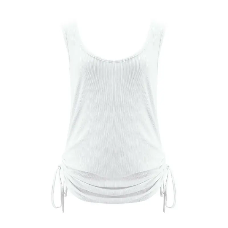 

Summer Tank Dress Women Sexy U-neck Solid Sleeveless Short Dress Backless Drawstring Loose Dresses Women Clothing