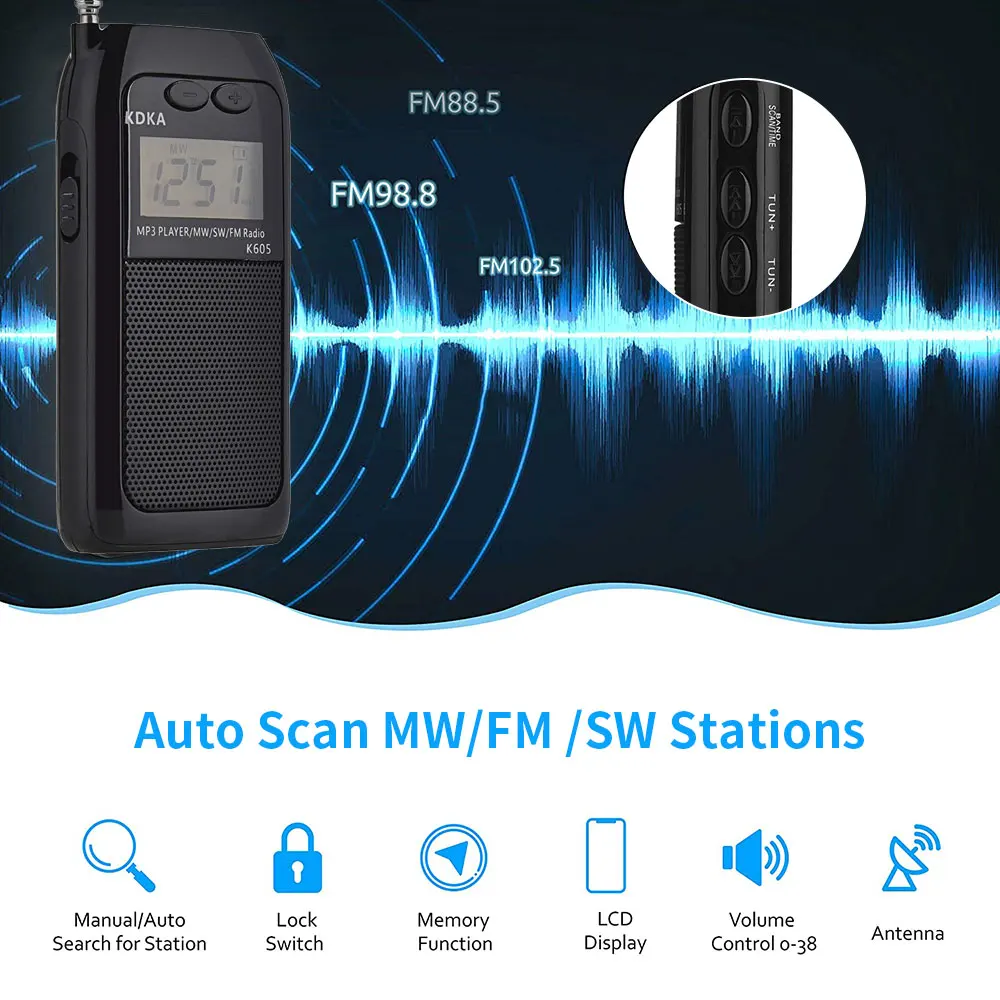 Многофункциональное карманное мини-радио FM/MW/коротковолновый радиоприемник