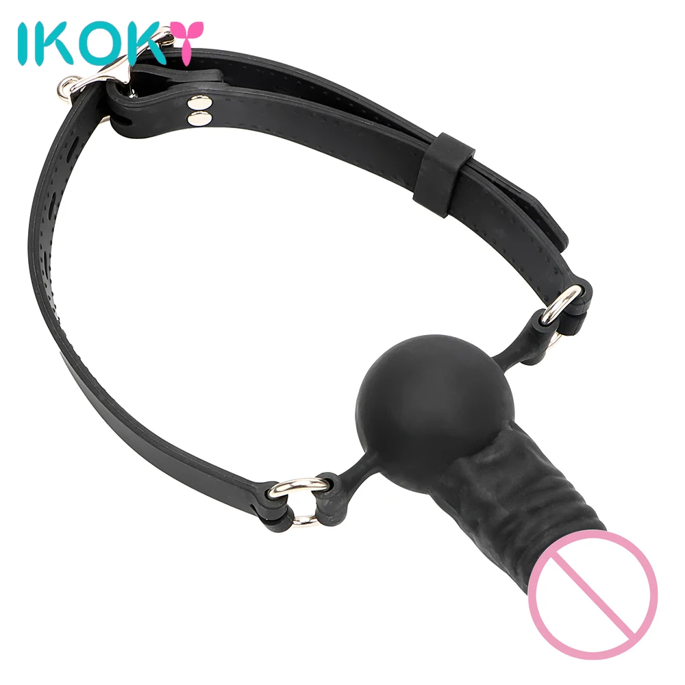 IKOKY фаллоимитатор кляп пенис эротические игрушки для пар оральная фиксация SM
