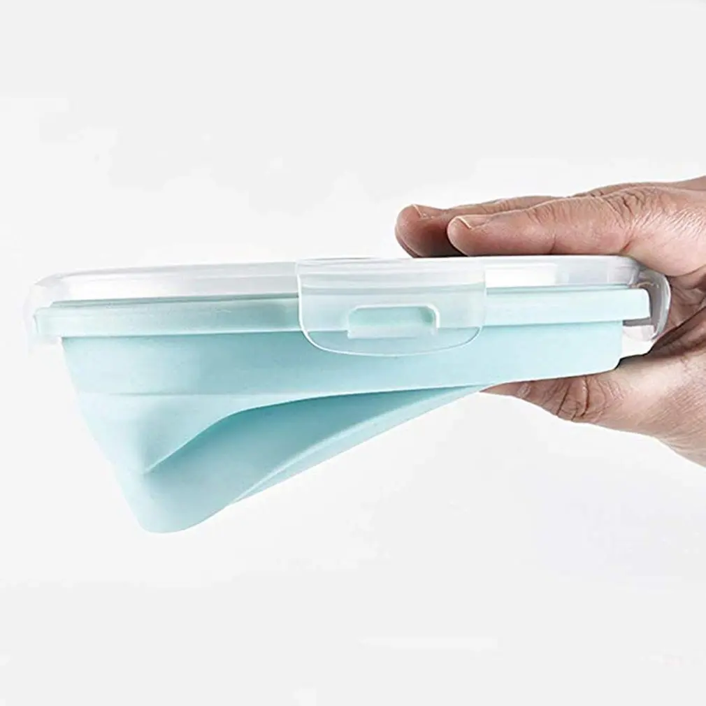 Fda Portable Folding Lunch Box Round Silicone Lunch Box Microwave Lunch Box Plastic Refrigerator High Temperature