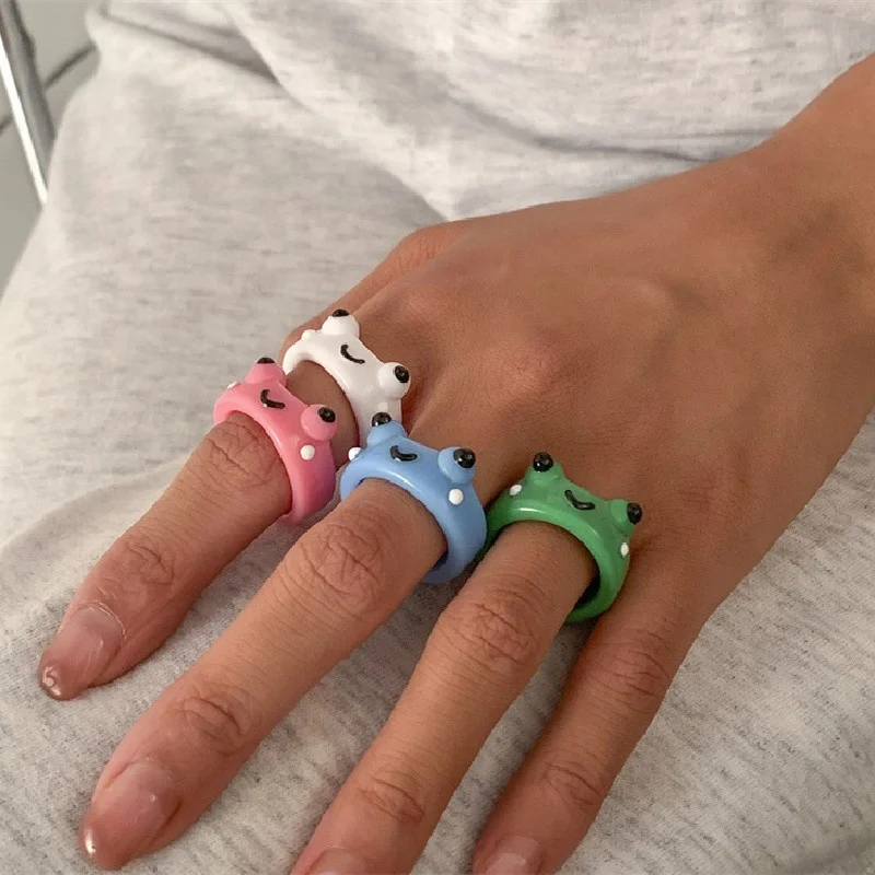 Cute Animal Frog Ring Acrylic Clay Resin Rings For Women Girls Summer Fashion Travel Jewelry Gifts | Украшения и аксессуары