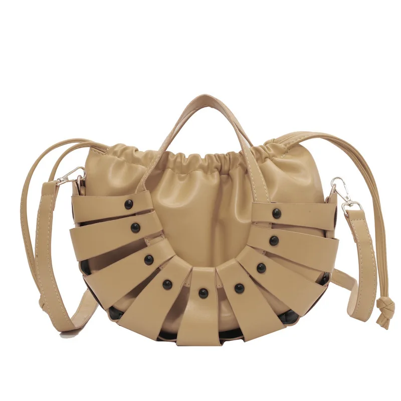 

PU Bag Female 2021 Designer New Trend Fashion Portable Vegetable Basket Casual Personality One-shoulder Messenger Bucket Bag