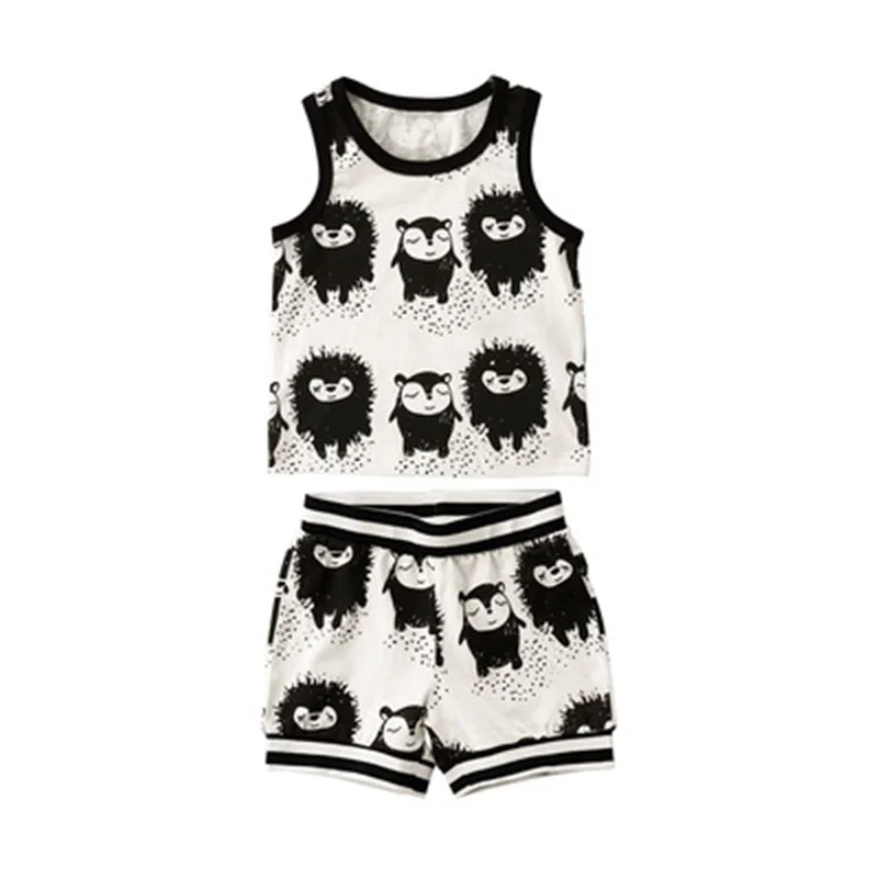 

ins 2021 hot-selling children's pajamas set summer clothes boys cotton home service vest + shorts children's wear