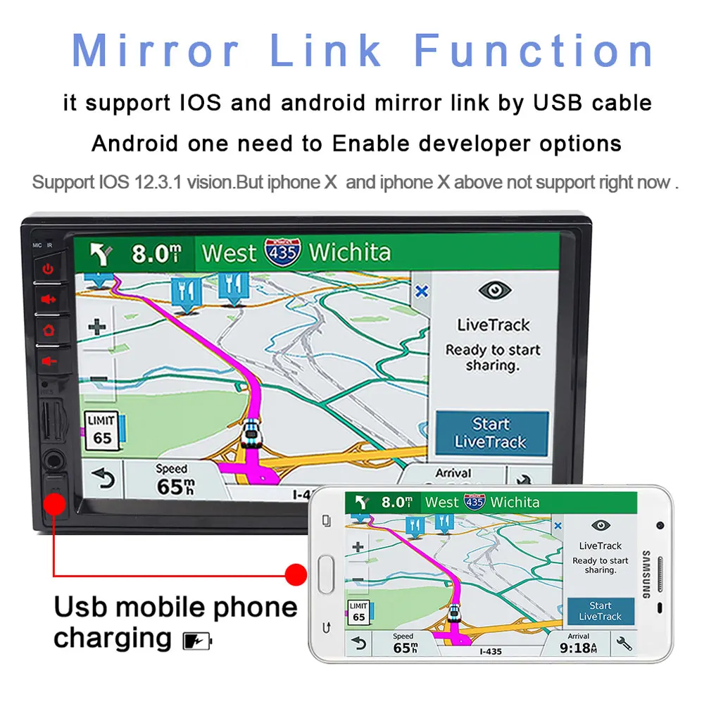 7 &quot2 DIN сенсорный Экран автомобиля HD MP5 мультимедийный плеер FM радио USB для Android/IOS