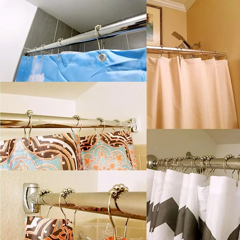 

Metal Shower Curtain Rings Hooks for Bathroom Shower Rod
