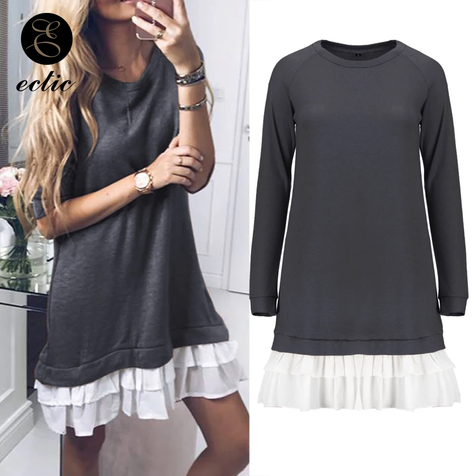 Женское платье свитшот с каскадными оборками в стиле пэчворк оверсайз капюшоном