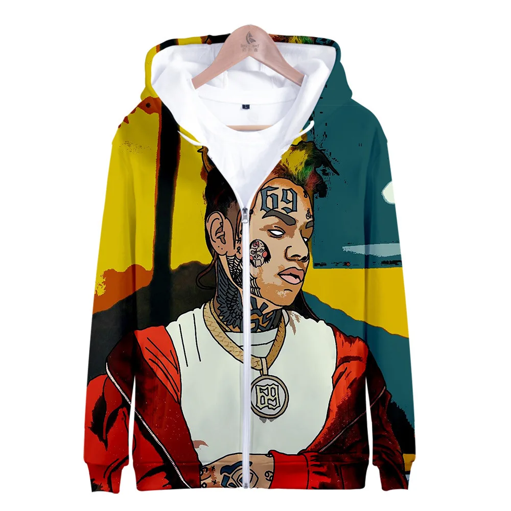 Толстовка Moletom Tekashi69 6ix9ine 69 для мужчин и женщин свитшот с капюшоном принтом в стиле