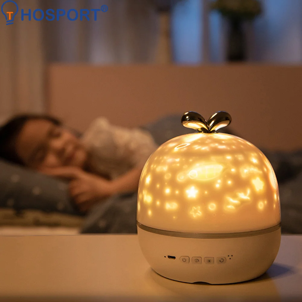

Sleeping Light Bedroom Bedside Table Lamp Colorful Starry Sky Projector Night Light Rotation Moon Night Lamp Birthday Gift