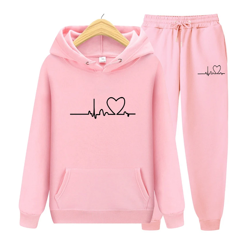 

2 Piece Set Women Spring Autumn Tracksuit Solid Hooded Sweatshirt Top And Wide Leg Pants Suits Loose Casual Fashion Sportswear