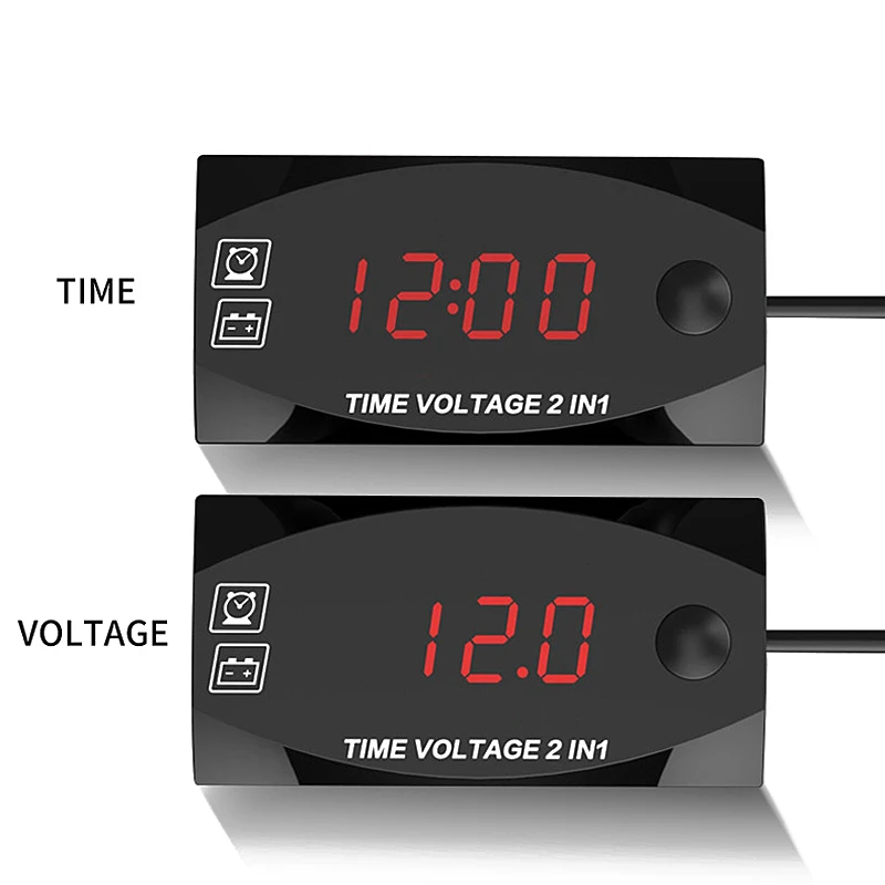 

Multifunction Voltage Tester 6-30V Voltmeter LED Time Voltage 2 In1 Table Waterproof And Dustproof Electronic Meter