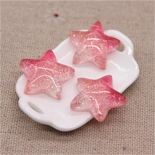 3star 20pcs 20 шт новые смолы блеск градиент сердце/звезда/лук/корона/вишня/Seashell Кабошоны украшения Шарм основы для заколок для волос деко - Цвет: 3star 20pcs
