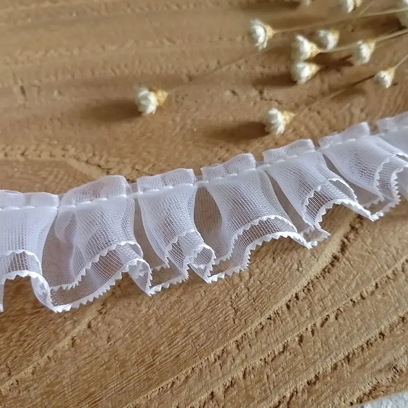 1m Handmade shoes clothing material white double-layer dress lace decoration skirt trim 2cm | Дом и сад