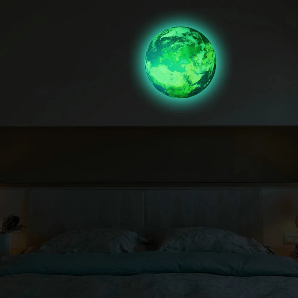 30cm Luminous Moon Earth Cartoon DIY 3D Wall Stickers for Kids Room Bedroom Glow In The Dark Wall Sticker Home Decor Living Room