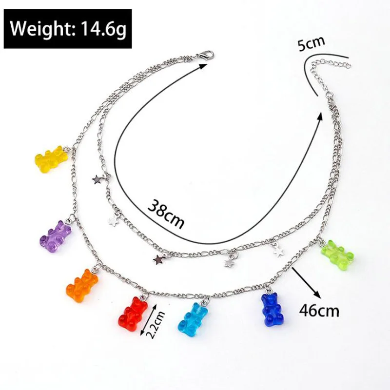 

Candy Color Gummy Mini Bear Necklace for Women Christmas Gifts New Collare Star Pendants Necklaces Jewelry Femme Bijoux