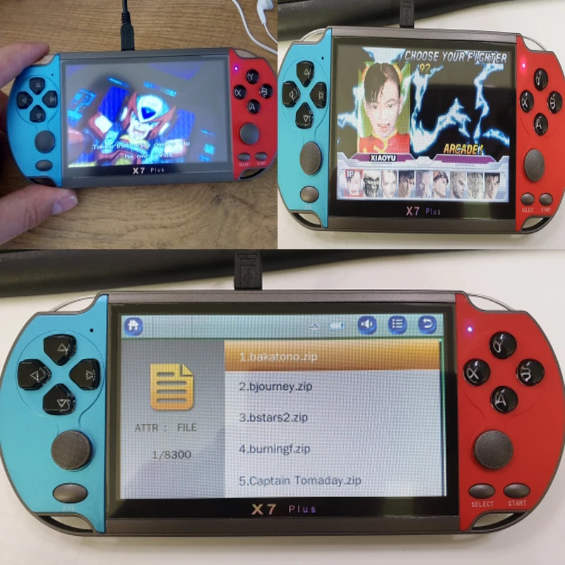 32/64/128 Bit 5&quot 7&quot LCD X9 plus Double rocker 16G Handheld Retro Game Player Console Video MP5 TF Card for GBA/NES 10000 games |