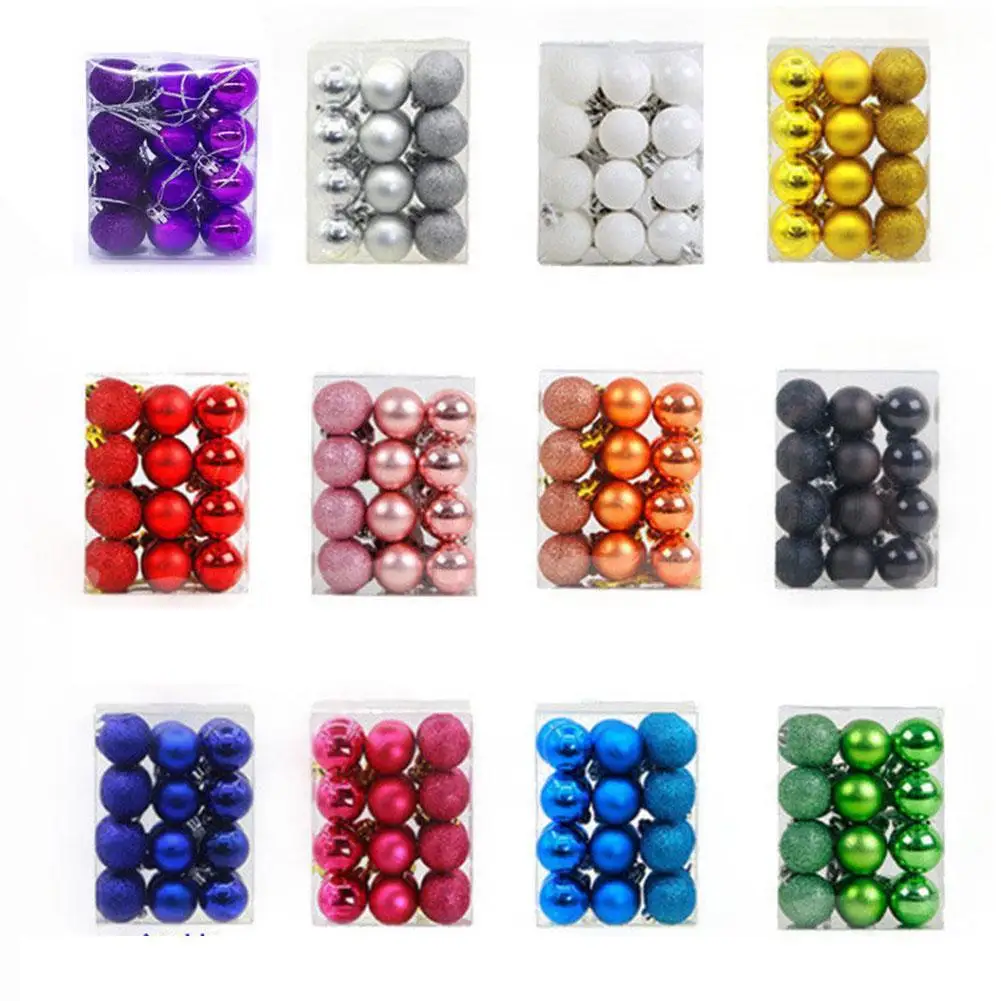

24Pcs Xmas Tree Ball Decoration 3cm Bauble Hanging Xmas Party Ornament Decorations For Home 2022 New Year Christmas Decorations