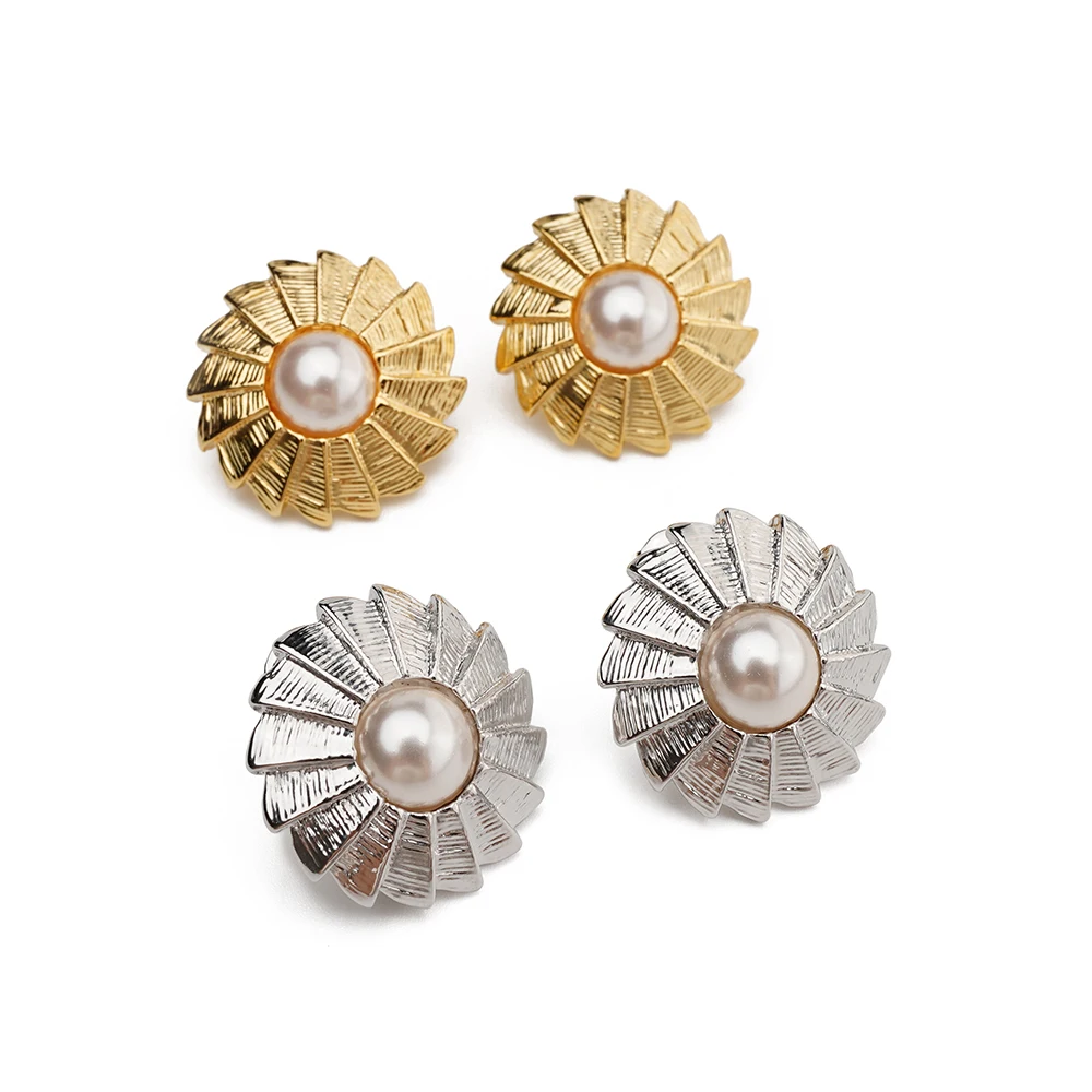 

RISPADA Trendy Sun Pearl Stud Earring For Women Girl Gift
