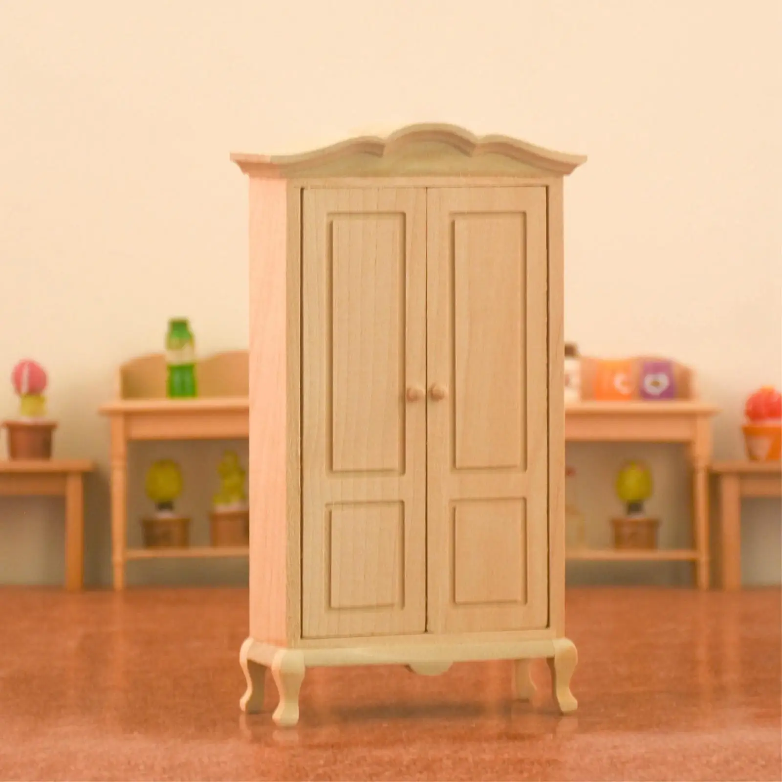 

1:12 Scale Simulation 2 Doors Wardrobe Toy Model Bedroom Scenery Supplies Decor