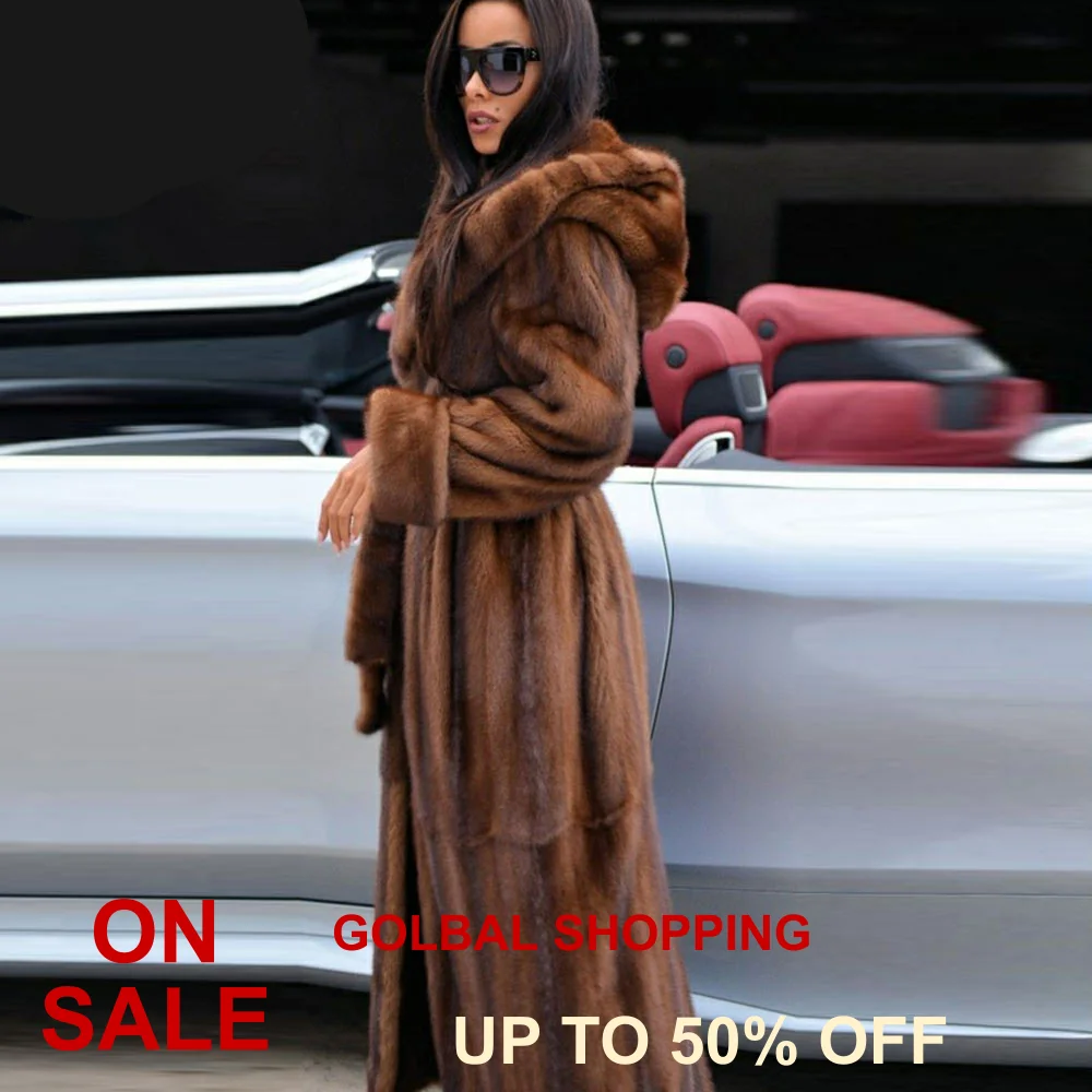 TOPFUR X-Long Wrap Coats Real Mink Fur Coat Natural Mink Fur Coat Thick Warm Winter Luxury Female Full Sleeves Overcoat Hot Sale