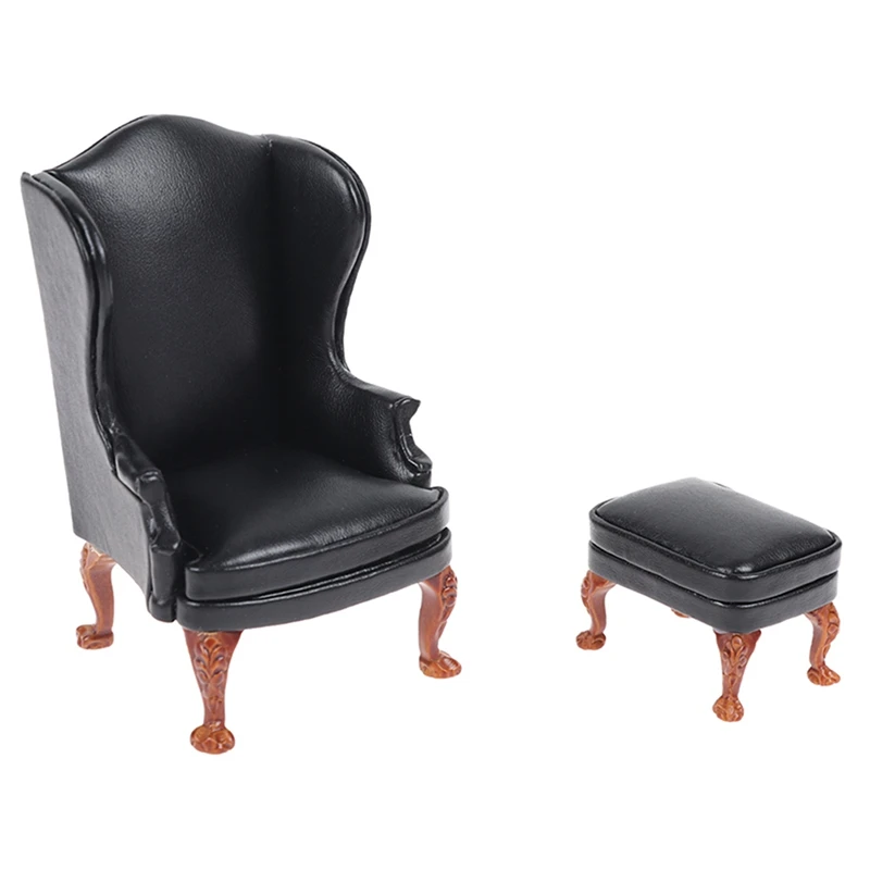 

1:12 Dollhouse Mini Furniture Single Chair with Pedal for 1:12 Furniture Decoration Accessory Black