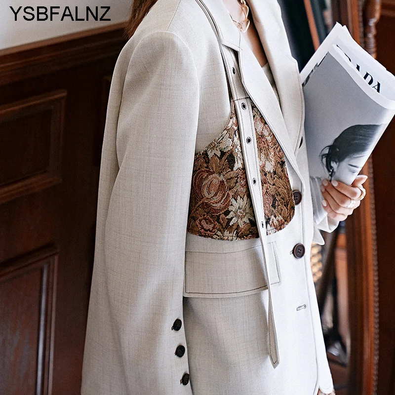 

Kobieta Kurtka 2021 Autumn Fashion Womens Blazer Coats Embroidery Patchwork Full Sleeve Notched High Street Wild Design Jackets