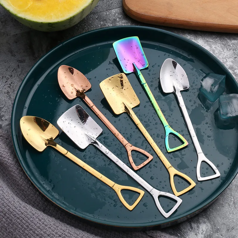 

10PCs stainless steel shovel coffee dessert fruit ice cream watermelon creative fashion tea spoon