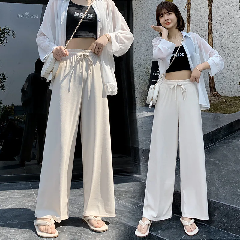 

QNPQYX Women Pants Solid Simple Loose Korean Style Basic Harajuku Women Trousers Plus Size Casual Trendy Streetwear Chic Leisure