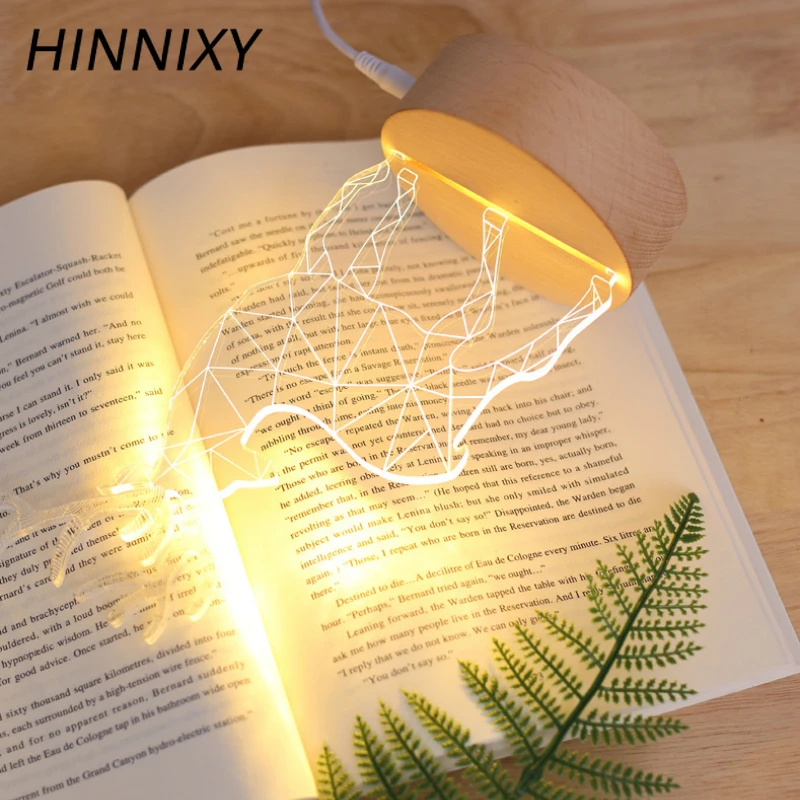 Hinnixy 3D светодиодный Настольный светильник Олень Любовь пианино кошка Эйфелева