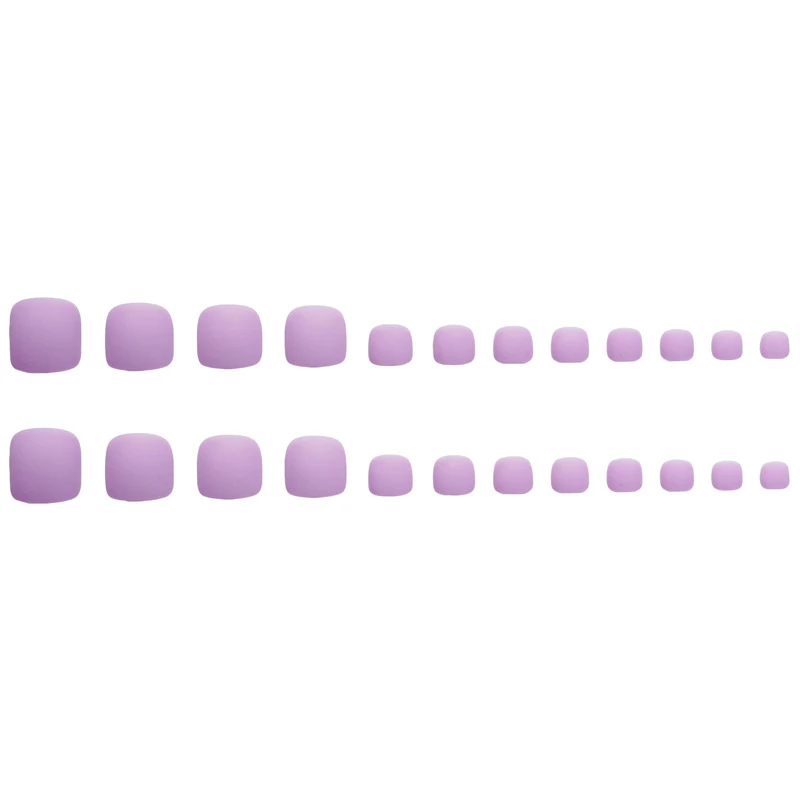 

24pcs Exquisite Mediterranean Full Nail Tips Acrylic Fake Nails Short Square Light Purple Full Cove Fake Toenails TI