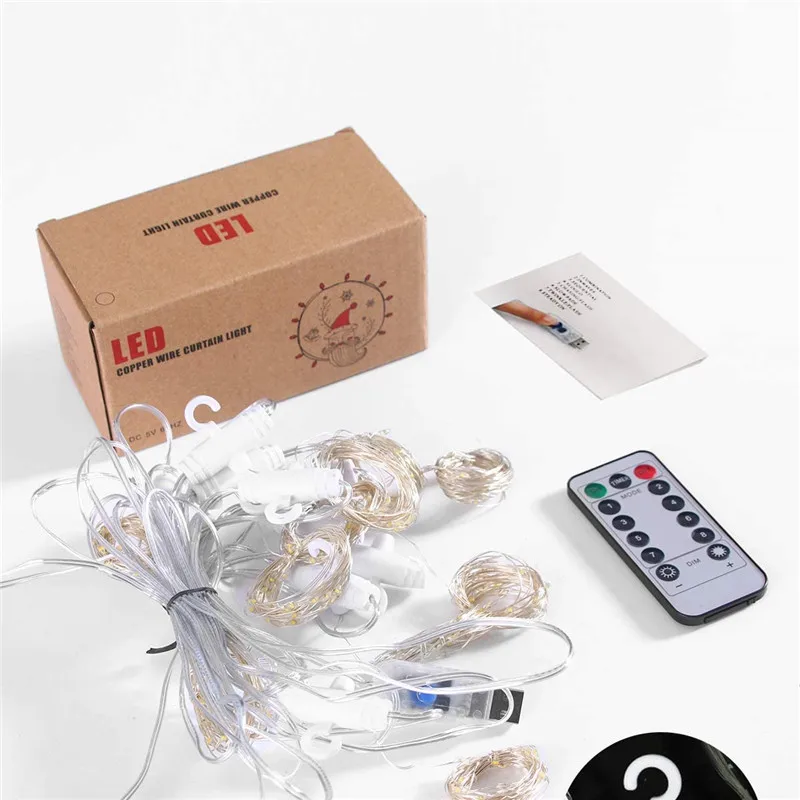 

LED String Lights Christmas Decoration Remote Control USB Wedding Garland Curtain 3M Lamp Holiday For Bedroom Bulb Outdoor Fairy