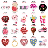 lovely valentines day acrylic charms resin printed 10pcslot for hair bows planar resin crafts