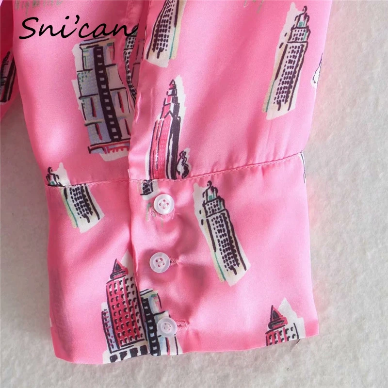 Женская атласная блузка Snican повседневная офисная рубашка большого размера с