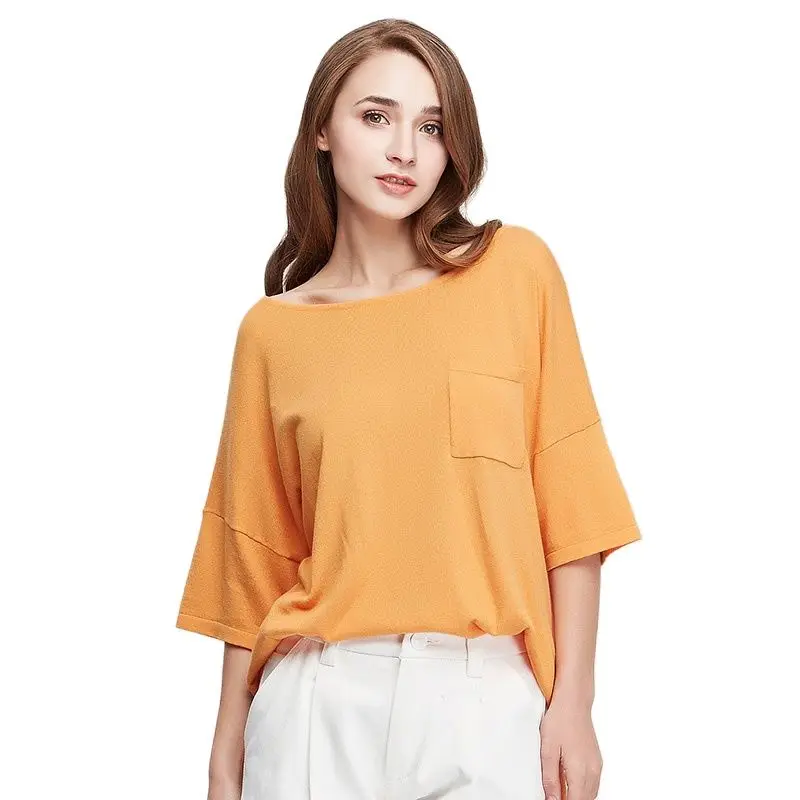 Весенний Новый женский базовый свитер XIKOI три четверти вязаный Однотонный