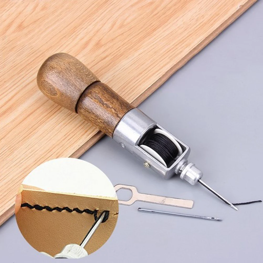

New 1pc Practical Leather Sewing Awl Tool Kit Leather Hand Single Stitch Sew Sewing Awl Kit Tool Needle Stitching With Thread