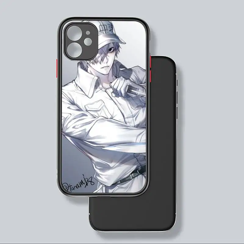 

Cells at Work Code Black black Working cell Phone Case Matte Transparent for iPhone 7 8 11 12 s mini pro X XS XR MAX Plus coque