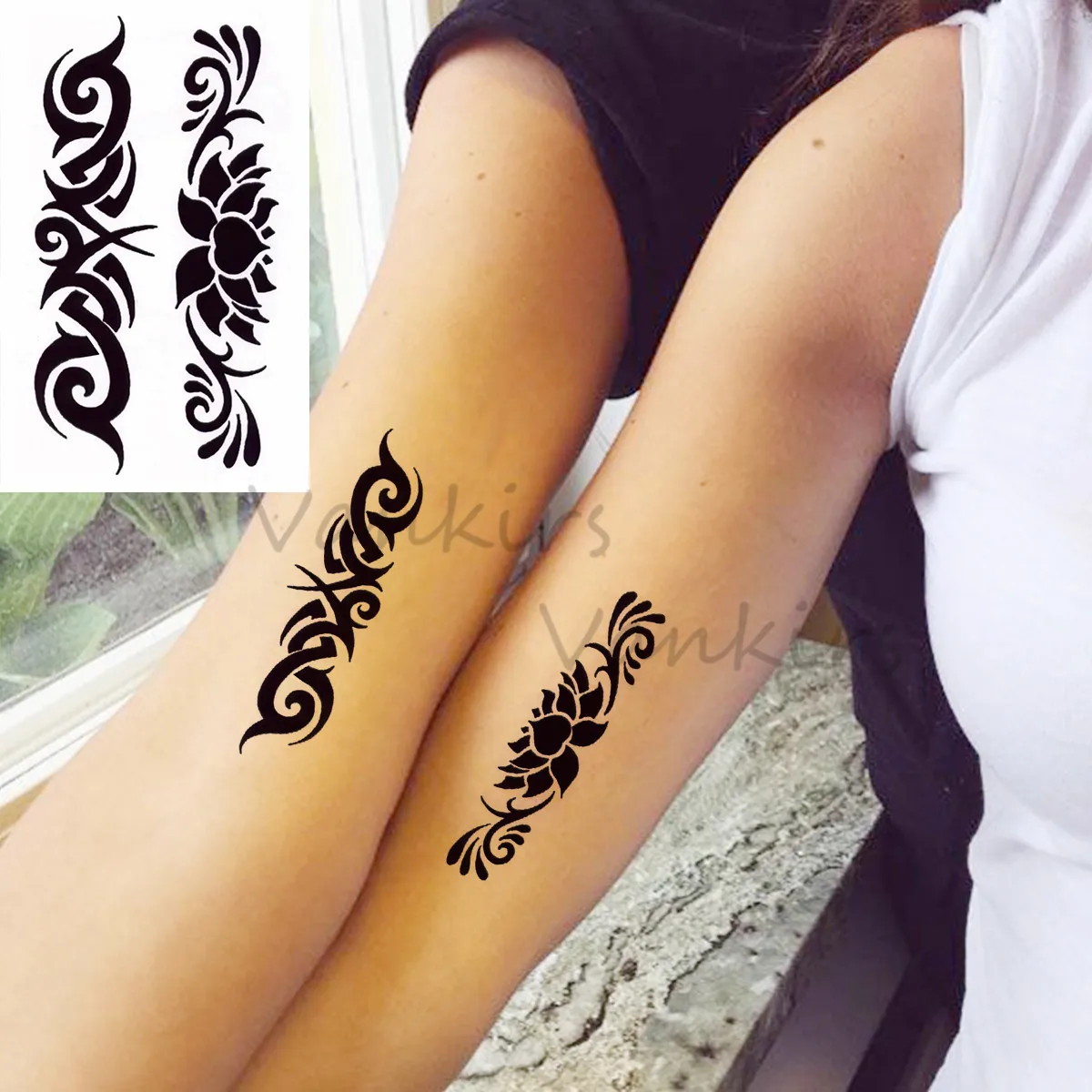 Кружевная временная татуировка для взрослых и девушек Реалистичная Татуировка