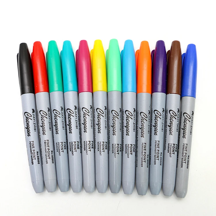 

12 Pcs Set Yue Cai Oil Marker Pens Colored Markers Art Pen Permanent Colour Marker Pen Office Stationery
